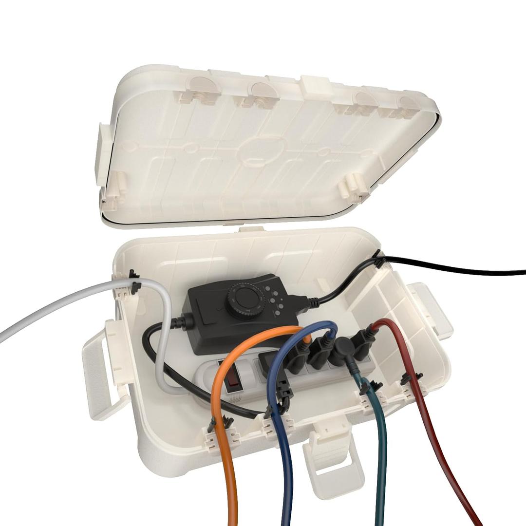 Flemoon Large Outdoor Electrical Box (12.5 x 8.5 x 5 inch), IP54 Waterproof Outdoor Extension Cord Cover Weatherproof, Protect Outlet, Plug, Socket, Timer, Power Strip, Holiday Light Decoration, White