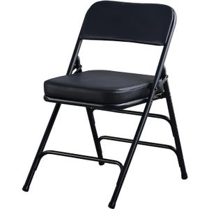 KAIHAOWIN Folding Chairs with Ultra Thick Padded Seat Foldable Chair Indoor Comfortable Metal Chairs with Soft Cushion Black, 18.11 inches x 18.11 inches x 30.71 inches