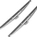 Universal 12" Wiper Blades, Stainless Steel Polished Silver Set for Front, Durable & Easy to Install