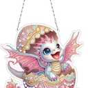 Pink Cute Dragon Diamond Painting Hanging Pendant Kit, 5D DIY Acrylic Crystal Special Shaped Window Garden Animal Diamond Art Ornament for Adult (ZD04)