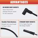 A-Team Performance 8.0 mm Silicone Spark Plug Wires with Black 90-Degree Boot for HEI Distributor, Compatible with Ford Truck 6 Cylinder 250 300 4.9L, Black