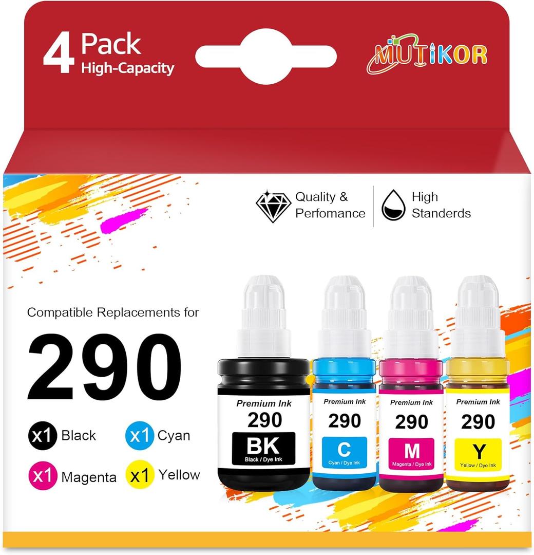 GI-290 GI 290 Ink Refill G3200 G4210 Compatible Replacement for Canon GI 290 Ink Bottles Kit for G1200 G2200 G4200 G1000 G1100 G1310 G1400 G1800 G1810 G1900 G2000 Printers4 Pack (2Black)