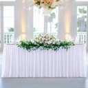 White Table Clothes for Rectangle Tables 6ft, Wrinkle Resistant Fitted Table Cloth with Pleated Ruffle Skirts for Banquet Wedding Baby Shower Folding Table