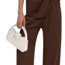 PRETTYGARDEN 2 Piece Lounge Sets for Women Summer 2026 Short Sleeve Matching Airport Travel Outfits Casual Spring Clothes (Brown, L)