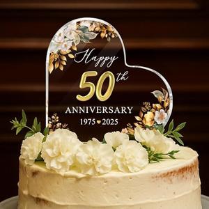 50th Wedding Anniversary Acrylic Cake Topper, 50 th Anniversary Decorations, 50 Wedding Topper, 50 Years Of Married Gifts (50th Anniversary Cake Topper)