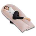 Meiz Pregnancy Pillows, Cooling Pregnancy Pillows for Sleeping, Maternity Pillow for Pregnant Woman, 65" Pregnant Pillows for Sleeping with Cooling Jersey Cover, Apricot (65 Inch, Apricot 2)