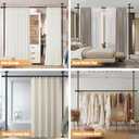 AKTOP Room Divider Curtain Rod, No Drilling Privacy Room Separator for Space Partition, 4-11ft(H) 28-117(W) Adjustable Heavy Duty Floor to Ceiling Wall Divider Tension Rod for Room Separation, Black