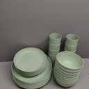 Wheat Straw Dinnerware Sets | Unbreakable Dinnerware Sets | Dishwasher Microwave Safe Dinnerware | Eco Friendly Non Breakable Dinnerware Sets | RV Outdoor Camping (Green, Service for 8 (32 pcs))