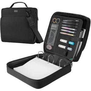 3-Inch 3-Ring Zipper Binder with Shoulder Strap, D-Ring Zip Up Binder with 700 Sheets Capacity, Compatible with 13" MacBook, 12.9" Tablet, for Middle School, College, Office (Black)