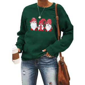 Merry Christmas Sweatshirts for Women Gnomes Santa Christmas Sweatshirt Cute Long Sleeve Pullover Top, Size M