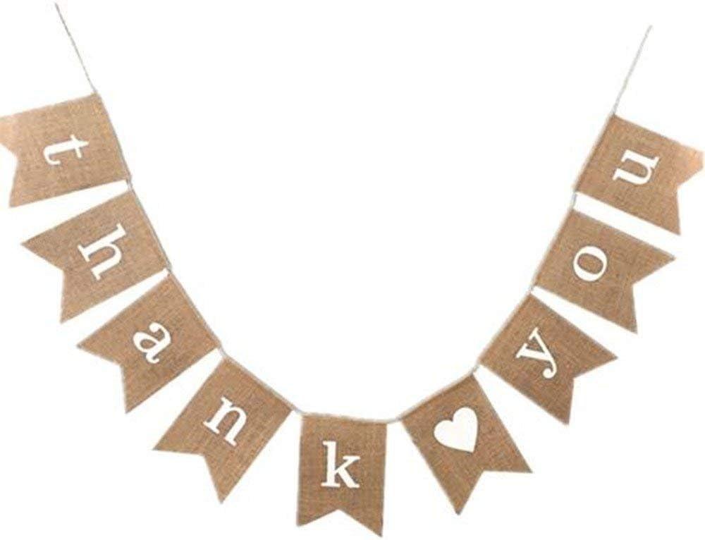 Jute Hessian Burlap thank you Banner Rustic Wedding Party Bunting