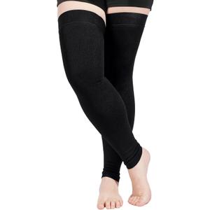 Abodhu Thigh High Compression Socks Support Stockings Footless  Compression Sleeve for Workout Gym Running Yoga, Black (XL-XXL)