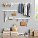 Forbena White Coat Hooks Wall Mount for Hanging 4 Pack, 16 Inch Wood Entryway Coat Rack Wall Mounted Heavy Duty, Modern Large Wall Hooks for Hats Kids Clothes Bags Purses Caps Closet - 16 Hooks