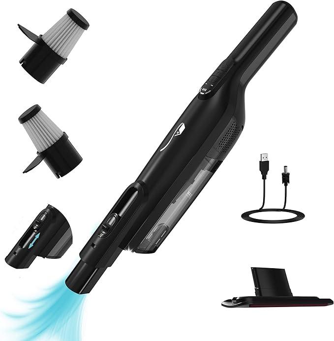 Cordless Handheld Vacuum, Lightweight Portable Hand Vacuum Cleaner with LED Light, Rechargeable Hand Held Vacuum with Charging Dock, Powerful Suction for Office, Home, Car, Gray