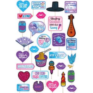 30 Pcs Demon Hunters Birthday Decorations Photo Booth Props Set, Cute Korean Idol Kpop Theme Party Favors Supplies for Fans