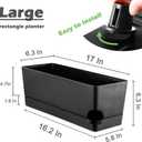 2 x Self Watering Pots for Indoor Plants 17 Inches Window Boxes Planters Rectangular Flower Pots Rectangle Herb Pots Large Plant Pots with Drainage Holes and Saucers Windowsill Planter (2, Black)