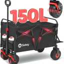 Sekey Wagon Cart with Big All-Terrain Beach Wheels, Collapsible Heavy Duty Extended Wagons with Taligate, Foldable Utility Carts for Camping, Garden, Outdoor, Grocery, Sports. Black