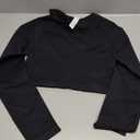 SUUKSESS Women 2 Piece Workout Sets Hidden Scrunch Hip Lifting Seamless Leggings Long Sleeve Yoga Crop Tops (Large, Black)