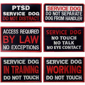 Service Dog in Training Working No Touch PTSD Do Not Distract Vest/Harnesses Morale Tactical Patch Embroidered Badge Fastener Hook & Loop Emblem, 6 Pcs