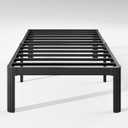 Hunlostten 12" Heavy Duty Twin Bed Frame No Box Spring Needed, Metal Platform Bed Frame Twin with Round Corners, Easy Assembly, Noise Free, Black