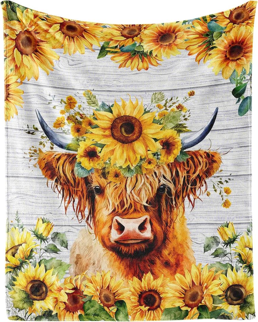 Highland Cow Blanket - Highland Cow Gifts for Women Girls Adults - 40"x50" Kids Throw Blankets for Couch - Soft, Fuzzy & Cozy - Cute Warm Throws Gift