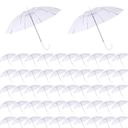50 Pcs Wedding Clear Umbrella Bulk for Rain, Large Windproof Stick Umbrellas with J-Hook Handle for Wedding Bride Groom Photography, Prom, Graduation, Golf, Parties and Outdoor Events