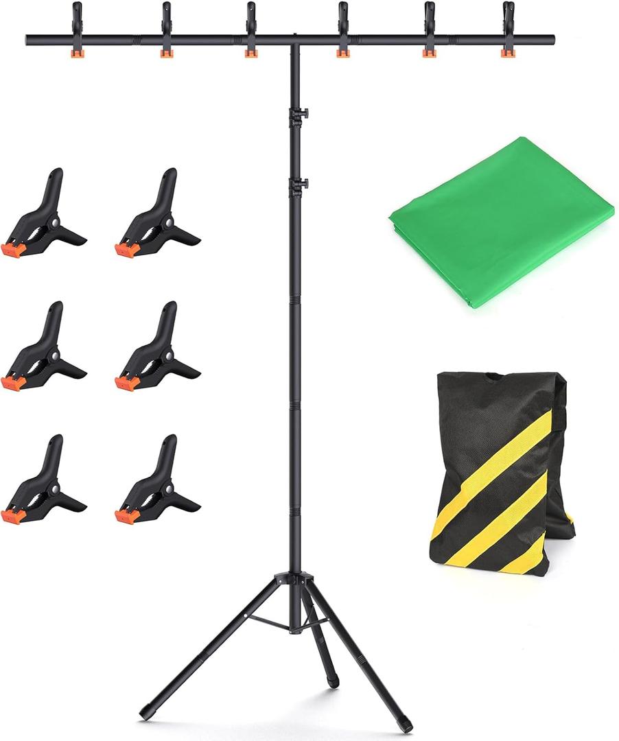 Green Screen Backdrop Kit with Stand, 8x5.3ft Portable GreenScreen Background Stand for Streaming Video and Photography Shoots