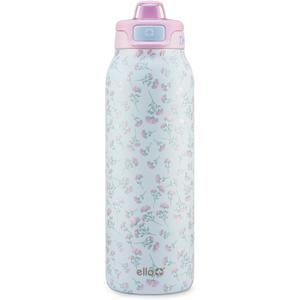Ello Pop & Fill Insulated Stainless Steel Water Bottle with Quick Fill Lid, Leakproof Locking, Sip or Chug Spout, BPA-Free, Double Wall Vacuum Insulated for Sports, Travel & School- 32oz  (Serene Blooms)