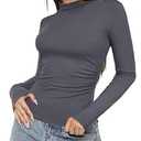 Darong Womens Long Sleeve Shirts Basic Tees Crop Tops Going Out Fall 2025 Workout Outfits Y2k Clothes 9089 Grey S