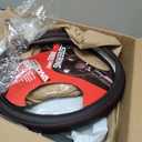 Auto Dynasty Steering Wheel Cover, Breathable Microfiber Leather Car Steering Wheel Protector with Red Stitching, Anti-Slip Inner Rubber Lining, [14 1/ 2 to 15 Inches] Universal Fit Cars Trucks SUVs