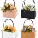 BEISHIDA Multi Flower Gift Bags for Bouquets,4PCS Rectangle Flower Bouquet Box with Handle for Bouquet Packaging Floral Wrap Florist Supplies Basket Graduation Wedding Valentine Gift Craft(8.6x3.9x13 in)