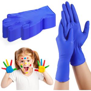 Disposable Nitrile Gloves for Kids 4-10 Years, XS Size, Perfect for Gardening, Cooking and Cleaning -100 PCS (Diamond Blue)