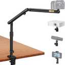Overhead Camera Mount, Adjustable Desk Mount with Flexible Aluminum Spring Arm, 360 Ball Head, 1/4" 3/8" Screw & Phone Clamp for DSLR Cameras, Light, Heavy Microphones, and Smartphones