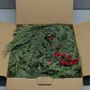 9Ft Christmas Garland, Artificial Cedar Cypress Garland with Red Berry, Bendable Faux Pine Realistic Greenery Garland for Table, Stairs, Porch, Mantle, Fireplace Indoor Outdoor Christmas Decorations