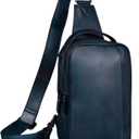 Genuine Leather Sling Bag for Men and Women Vintage Real Leather Sling Backpack Shoulder Crossbody Bags Chest Purse (Navyblue)