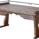 Foldable Wooden Laptop Desk, Breakfast in Bed Serving Tray, Japanese Floor Table for Tea & Coffee, Portable Antique Meditation Altar (23.6”x13.4”x10.6”)