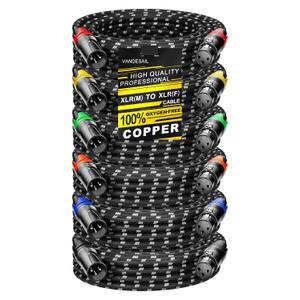 6 Pack XLR Cables 25ft Mic Braided Balanced Shielded XLR Microphone Cable Male to Female 3-Pin Colorful Connector for Microphones Recording, Audio Mixer, AmplifierSpeaker,Camcorder