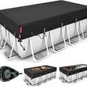 QH.HOME 12x24ft Rectangular Pool Cover,[Ultimate Windproof & Tear-Resistant Fabric],Snug Fit with Patented Ratchet & Weight Rings,Solar Pool Cover for Above Ground Pools, Blocks Leaves &Waterproof