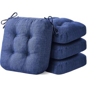 Chair Cushions, Dining Chair Cushions, Tufted Indoor Chair Pads, Set of 4, Navy Blue, 16.5'' x 16.5'' x 3.5''