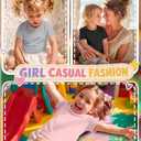LessonZoo 3 Pack Toddler Girls' T-Shirts, 3-Color, 3T