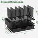 LEKETREE Desk Organizer, Office Organization with Vertical File Holder, File Organizer with Drawer and Pen Holder, Desk Accessories and Workspace Organizers for Home Office (Black)