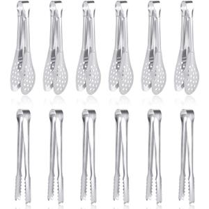 12 Pack Premium Small Serving Tongs, Dmoera Mini Stainless Steel Appetizer Tongs, 5Inch,5.2Inch(12.7cm)