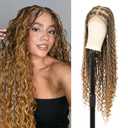 360 HD Full Lace Knotless Boho Braided Wigs for Women Box Braid Wig With Baby Hair Human Hair Blended Braided Lace Front Wigs Blonde 36 Inch (HD Full Lace Boho Braids-36)