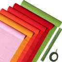 Gersoniel 57 Pcs Crepe Paper Flower DIY Kits 6 Rolls 35g Crepe Paper Sheets 50 Pcs Floral Iron Wire 10 Inch x 8 Feet 1 Roll 50 Meter for Birthday Party Wedding(Red Series)