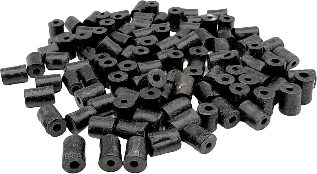 Natural Buffalo Bone Beads, 8mm Cylindrical, 2mm Hole, 100 Pieces, Two Tone (Black)