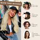 S-noilite Hat Wig for Women, Black Baseball Cap Wig with Short BOB Hair Attached Synthetic Hair Extensions Adjustable, Light Brown Highlighted Blonde
