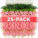 Alotiki Wisteria Hanging Flowers,Fake Hanging Flowers,Wisteria artificiales Garland for Home Wedding Arch Floral Party Garden Ceremony Outdoor Decor,3.6 feet Long(25,Pink)