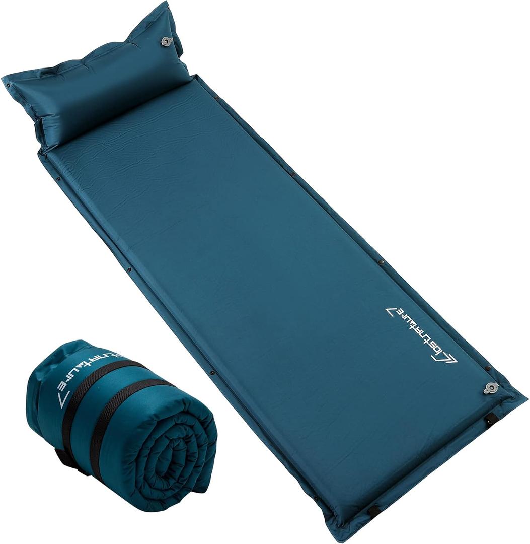 Clostnature Self Inflating Sleeping Pad for Camping - 1.5/2/3 inch Camping Pad, Lightweight Inflatable Camping Mattress Pad, Insulated Foam Sleeping Mat for Backpacking, Tent, Hammock (Blue)