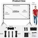 TOWOND Projector Screen with Stand, 100 inch Outdoor Projector Screen Portable Indoor Projection Screen 16:9 4K Rear Front Movie Screen with Carry Bag for Home Backyard Theater 100 inch