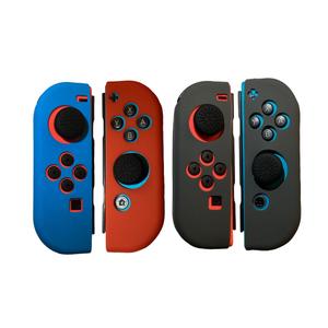 4 Pack of Rubber Grips for Nintendo Switch Joy-Con Controllers (Dark Grey/Blue & Red)